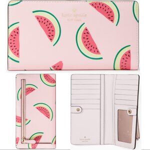 NWT Kate Spade Marlee Watermelon Party Large Slim Bifold Wallet